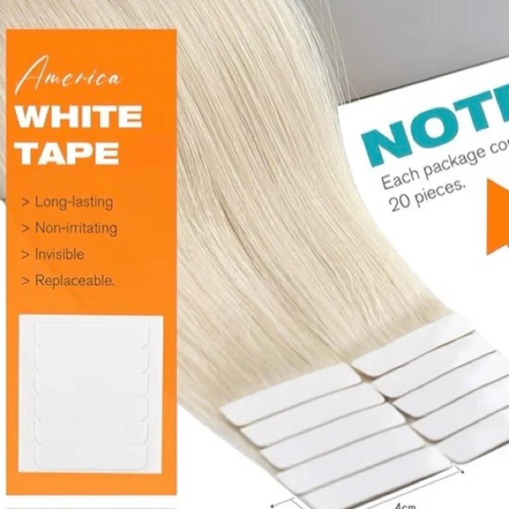Sunny Human Hair Tape In Extensions 12 Inch 30g 20Pcs #60 Bleach Blonde Remy NEW
